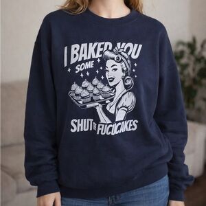 Navy Graphic Sweatshirt with Retro Print